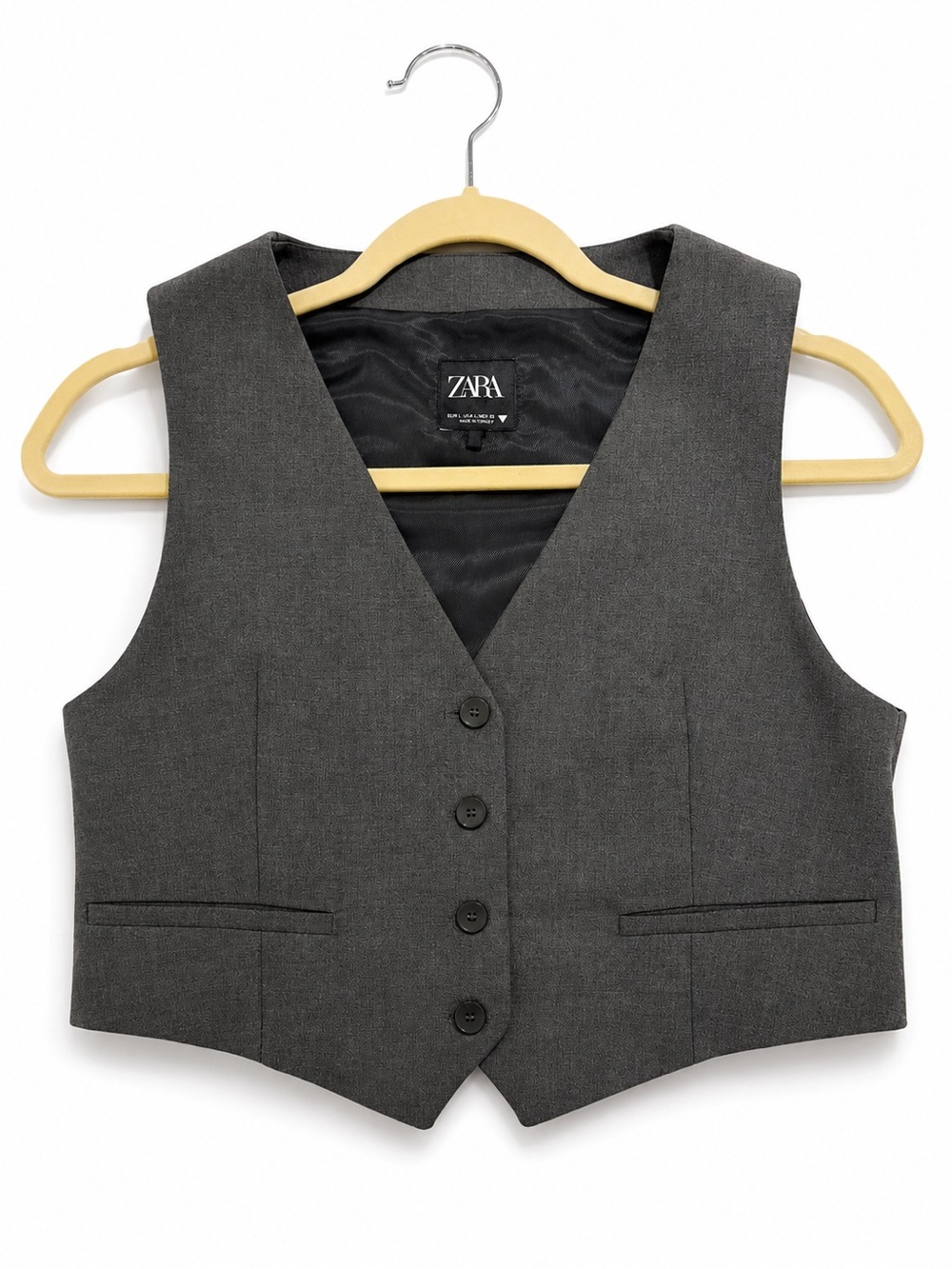 ZARA Dark Charcoal Gray Tailored Vest